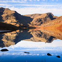 Buy canvas prints of Llyn Ogwen Lake Mountain Reflections in Snowdonia by Pearl Bucknall