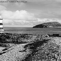 Buy canvas prints of Penmon Point and Puffin Island on Anglesey in Mono by Pearl Bucknall