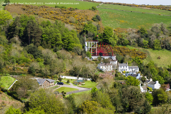 Laxey Wheel in Isle of Man Countryside Picture Board by Pearl Bucknall