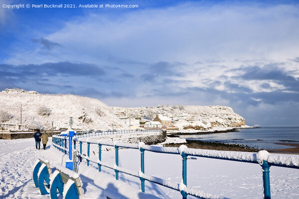 Snow on Benllech Seafront Picture Board by Pearl Bucknall