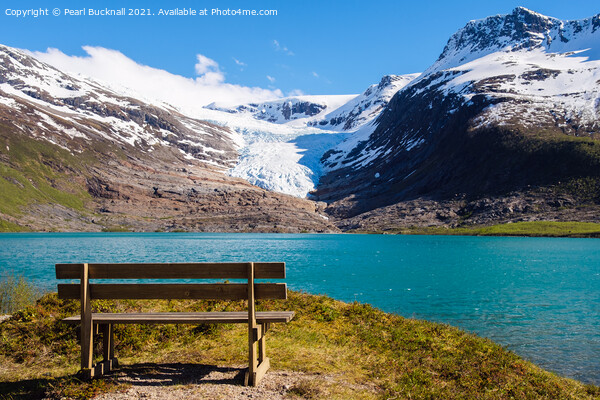 Engabrevatnet Lake and Enga Glacier Norway Picture Board by Pearl Bucknall