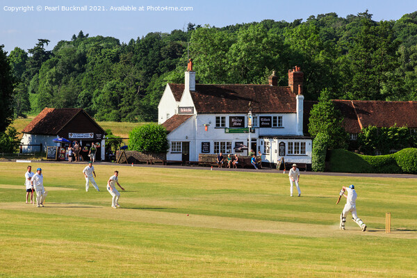 Tilford Village Cricket on the Green Picture Board by Pearl Bucknall
