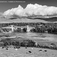 Buy canvas prints of Scenic Menai Strait Anglesey in Black and White by Pearl Bucknall
