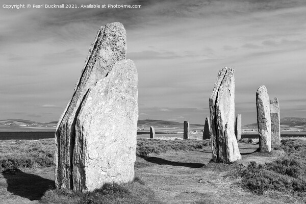 Ring of Brodgar Orkney Scotland UK Black and White Picture Board by Pearl Bucknall
