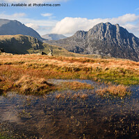 Buy canvas prints of Snowdonia Uplands and Tryfan Wales by Pearl Bucknall