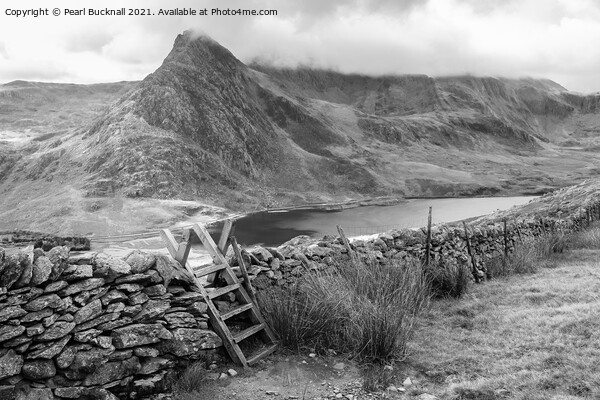 Path to Ogwen Snowdonia Wales in Monochrome Picture Board by Pearl Bucknall