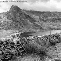 Buy canvas prints of Path to Ogwen Snowdonia Wales in Monochrome by Pearl Bucknall