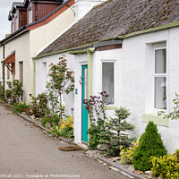 Buy canvas prints of Dornoch Cottages Sutherland Scotland by Pearl Bucknall