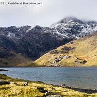Buy canvas prints of Llyn Llydaw Lake and Mount Snowdon in Snowdonia by Pearl Bucknall