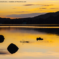 Buy canvas prints of Golden Sunset on Coniston Water Lake District by Pearl Bucknall