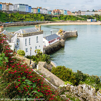 Buy canvas prints of Tenby North Beach from Castle Hill Pembrokeshire by Pearl Bucknall