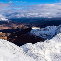 Buy canvas prints of Winter Snow on Y Lliwedd Mountain in Snowdonia by Pearl Bucknall