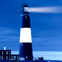 Buy canvas prints of Portland Bill Lighthouse, night effect, England by Bernd Tschakert