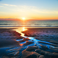 Buy canvas prints of Sunset beach, St. Ives, Cornwall, England, UK by Bernd Tschakert