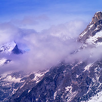 Buy canvas prints of Cloudy Tennen mountains in Winter, Austria by Bernd Tschakert
