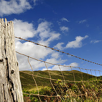 Buy canvas prints of Old barb wire fence, Rhossili bay, Gower, Wales,UK by Bernd Tschakert
