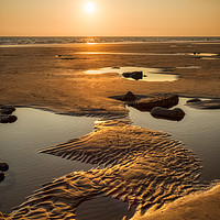 Buy canvas prints of Beach puddle and sand ripples, Monknash, Wales,UK  by Bernd Tschakert
