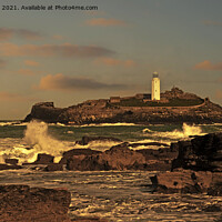 Buy canvas prints of godrevy lighthouse cornwall by Kevin Britland