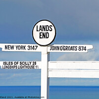 Buy canvas prints of Lands end signpost cornwall by Kevin Britland