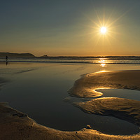 Buy canvas prints of fistral beach sunset cornwall by Kevin Britland