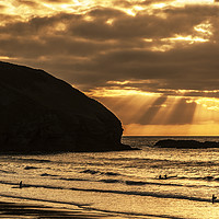 Buy canvas prints of sunset sea cornwall by Kevin Britland