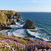 Buy canvas prints of bedruthan steps cornwall by Kevin Britland