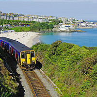 Buy canvas prints of train on st.ives branch line cornwall by Kevin Britland