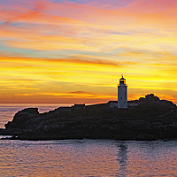 Buy canvas prints of godrevy lighthouse sunset by Kevin Britland