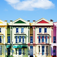 Buy canvas prints of brightly coloured painted hotels in paignton, devo by Kevin Britland