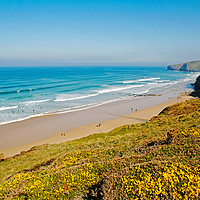 Buy canvas prints of watergate bay cornwall by Kevin Britland
