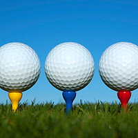 Buy canvas prints of golf balls on tees by Kevin Britland