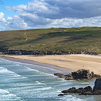 Buy canvas prints of perranporth beach cornwall by Kevin Britland