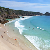 Buy canvas prints of porthcurno beach cornwall by Kevin Britland