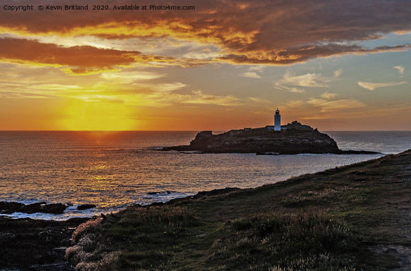 godrevy lighthouse sunset cornwall Picture Board by Kevin Britland
