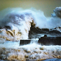 Buy canvas prints of Stormy sea in cornwall by Kevin Britland