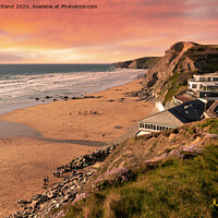 Buy canvas prints of Sunset over watergate bay in cornwall by Kevin Britland