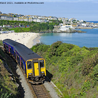 Buy canvas prints of Train leaving st ives in cornwall by Kevin Britland