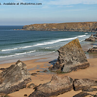 Buy canvas prints of bedruthan steps cornwall by Kevin Britland