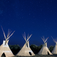 Buy canvas prints of Shoshone Teepees at night by Luc Novovitch