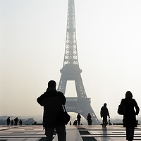Buy canvas prints of Silhouettes and Eiffel Tower by Luc Novovitch