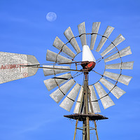 Buy canvas prints of Windmill And Moon by Luc Novovitch