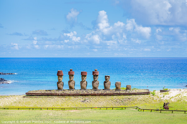 Anakena Beach Statues, Easter Island Picture Board by Graham Prentice