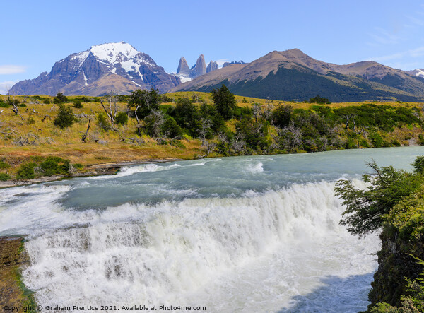 Torres Del Paine Waterfall on Rio Paine Picture Board by Graham Prentice