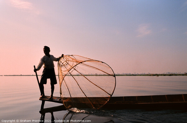 Lake Inle Leg Rower Picture Board by Graham Prentice