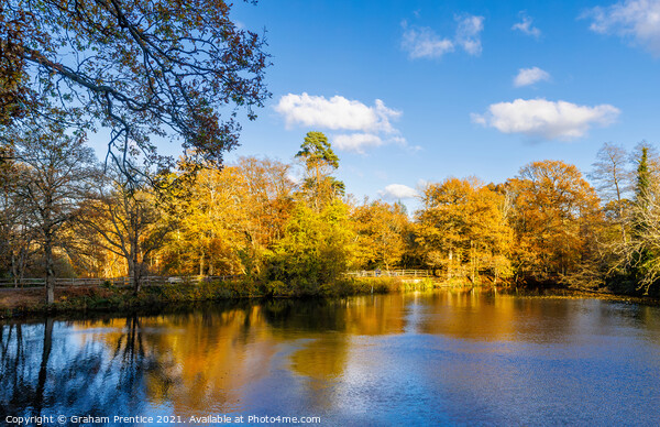 Lake in Autumn on a Sunny Day Picture Board by Graham Prentice