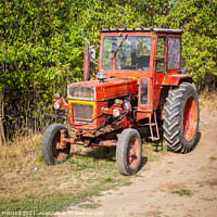 Buy canvas prints of Transylvanian Red Tractor by Graham Prentice