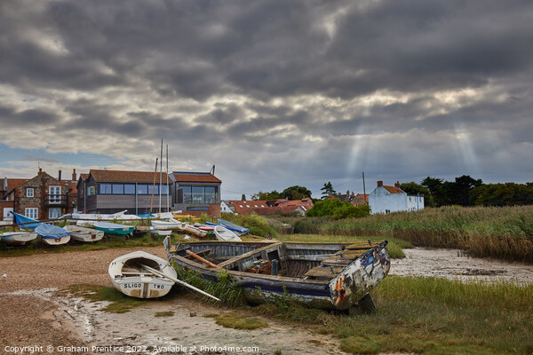 Vintage rowing boat in Brancaster Staithe, Norfolk Picture Board by Graham Prentice