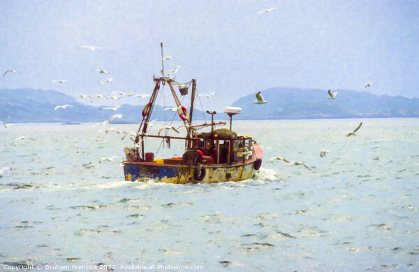 Small Fishing Boat at Sea Picture Board by Graham Prentice