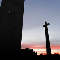 Buy canvas prints of Durham Cathedral and Cross by Graham Prentice