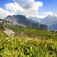 Buy canvas prints of Swiss Mountain Landscape by Graham Prentice